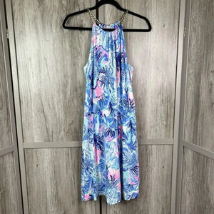 Lilly Pulitzer Pink and Blue With Shorts Pickerball Tennis Halter Sz M Excellent